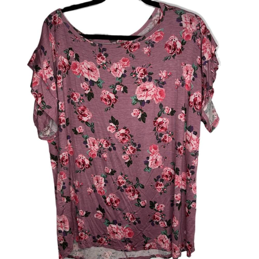 Cool Melon 1X Floral Pink Women's Top